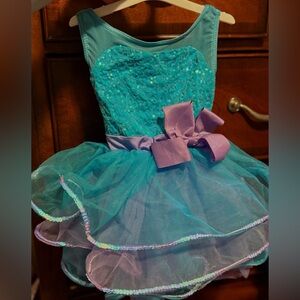 Sparkling Teal and Purple, Mermaid colored dress 24m